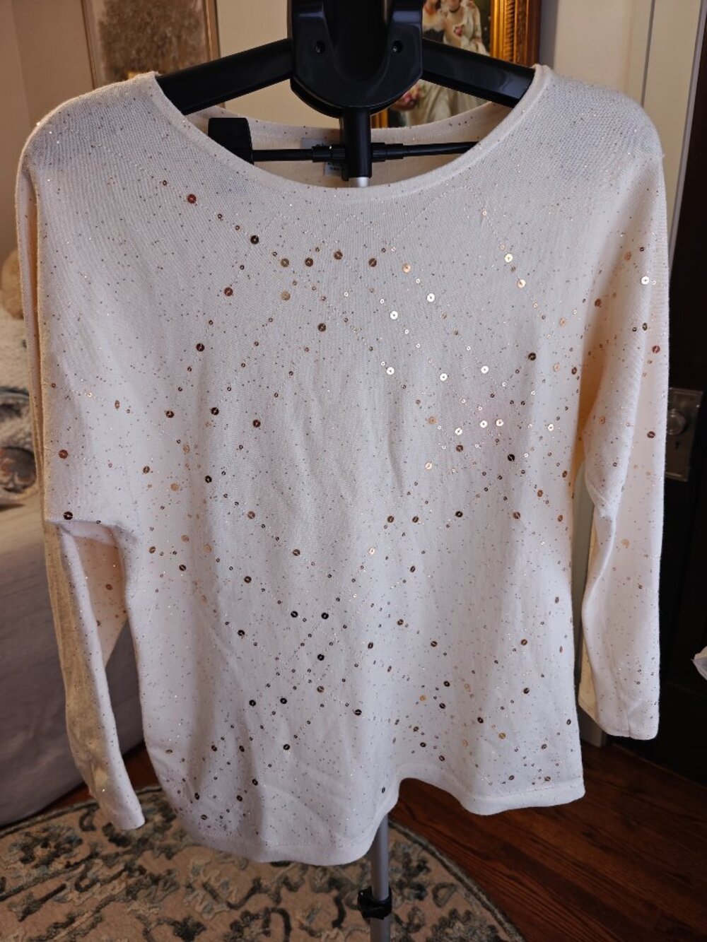 Chico's Scatter Sequin Sweater Top